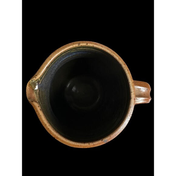 French Vintage Stoneware Clay Pitcher, Rustic Glazed Provencal Farmhouse Decor - Picture 4 of 5